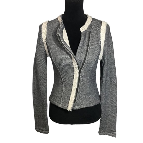 Gap Designed and Crafted Zip Moto Fitted Jacket in  Blue Gray/White - Size XS - Picture 2 of 8